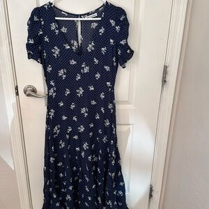 Reformation Navy Blue Floral Dress